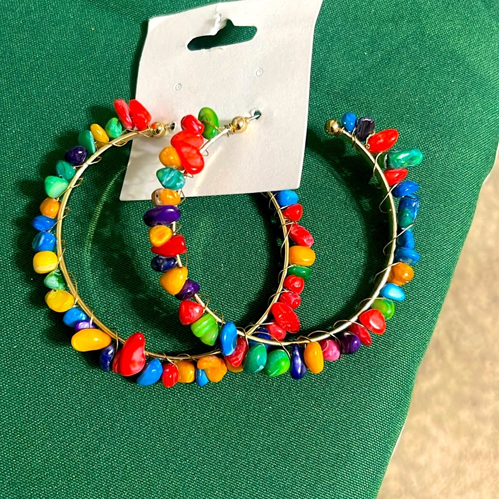 Hand crafted Beaded Hoop Earrings